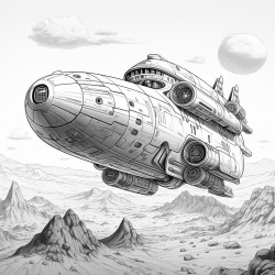 space ship flying to mars