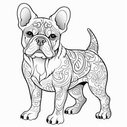 paint by number wuth a french black and white bulldog  copy link to this coloring page