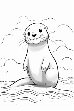 loutre avec arc en ciel