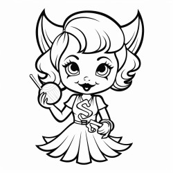 a halloween woman with a devil costume licking a lollipop