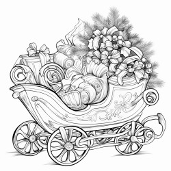 a festive sleigh filled with presents ready for delivery