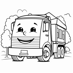 happy garbage truck and bins