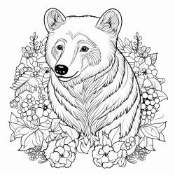 black bear with pattern inside with flowers