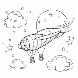 airplane with ballons stars and the moon