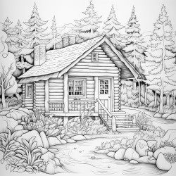 cosy cabin in the woods with outside decor