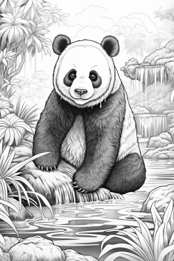 waterfall lake stars panda