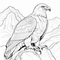 golden eagle sitting on its nest on the side of the mountain