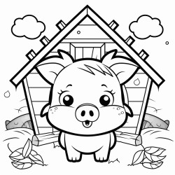kawaii pig in barn