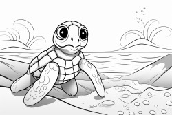 a baby sea turtle on a beach