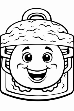 a burger with a smiley face stuck in a keyhole