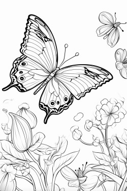 cute whale in water with flowers and butterflys