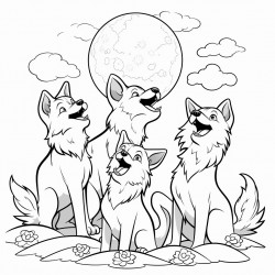 a pack of wolves howling at the moon cute