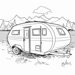 abandoned caravane in front of the lake