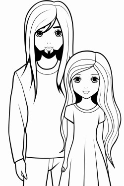 man with shoulder length hair and girl with long hair
