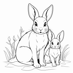 family cubs of rabbit