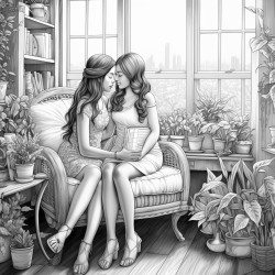 two girl best friends in a room coloring