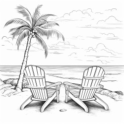 two chair infront of beach with palm trees