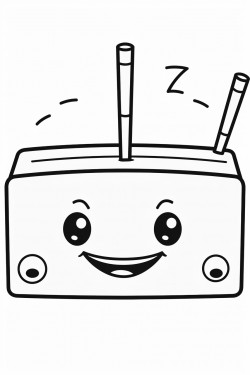 a smiling wifi router with a face and little waves coming out to represent the signal