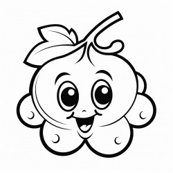 cartoon character of a grape with a face