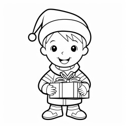 simple christmas coloring image for toddler no background