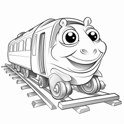 frog riding a train