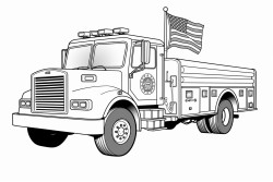 fire engine with flag