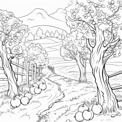 the letter a in an apple orchard on a nice autumn day