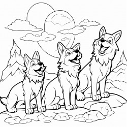 a pack of wolves howling at the moon cute