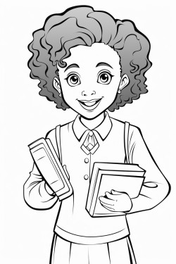 beautiful african american female high school student smiling and holding her books