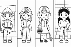young female in different professions