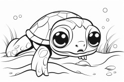 a baby sea turtle crawling out of its egg