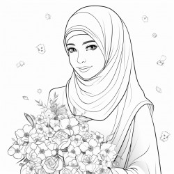 muslim woman with flowers and diamond