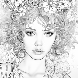 girl portrait adult coloring page