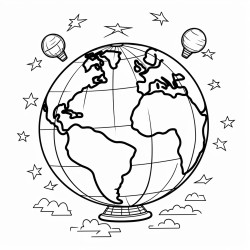 une image reprsentant un globe terrestre avec diffrents drapeaux et linscription gographie