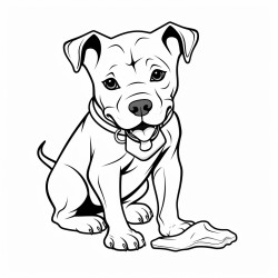 pitbull eating a bone