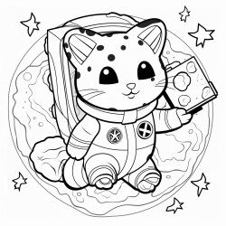 a cat astronaut exploring a cheese planet