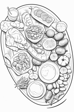 various delicious food on the table top view
