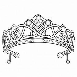 front section of a tiara made of celtic knotwork with an oval cabochon in the center