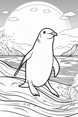 a  penguin in the ocean