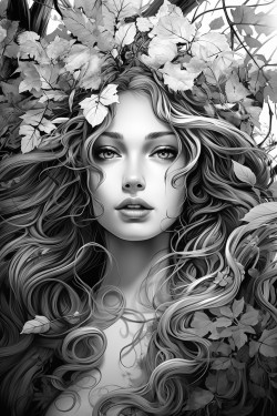 goddess of nature surrounded by plants