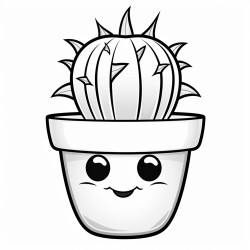 prickly cactus in a pot with a smirking funny face