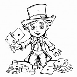 magician at picknic with cards