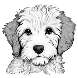 an adorable aussiedoodle puppy face