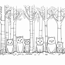 5 cats in the woods