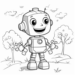 happy robot autumn simple