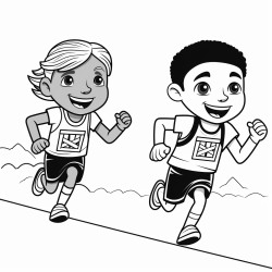 create image for coloring for kids 49 age about sprinters racing on the track