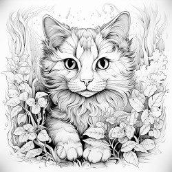 a curious cat exploring a magical forest