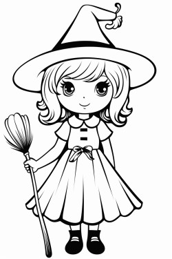 cute witch holding a broom