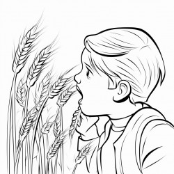 an grainfild with blowing weed between the ears of grain