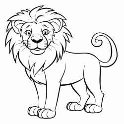 a lion sketch style thick lines only use outline cartoon style line art do not use words neither colors